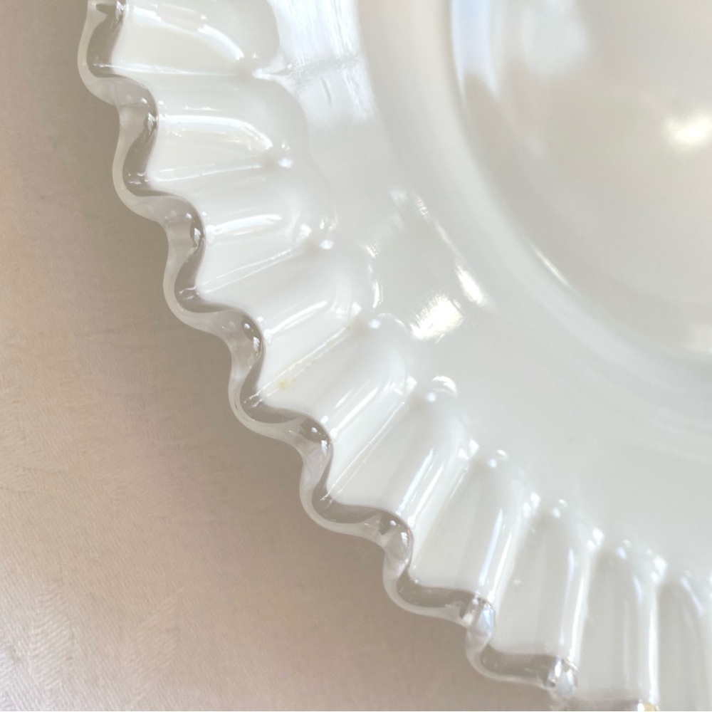 Fenton Petticoat Silver Crest Milk Art Glass Platter